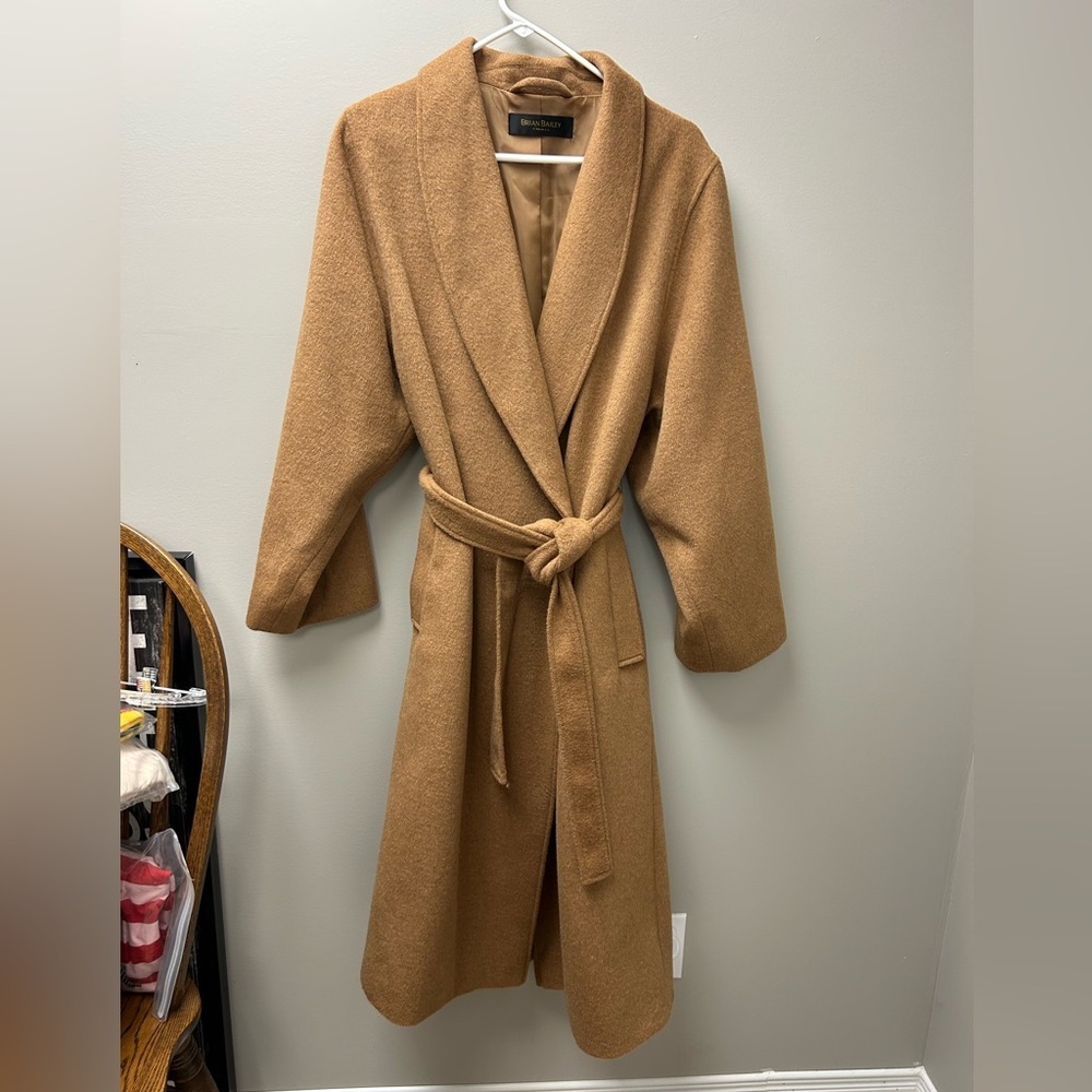 Brian Bailey Women’s Wool‎ Blend Wrap Coat – Camel